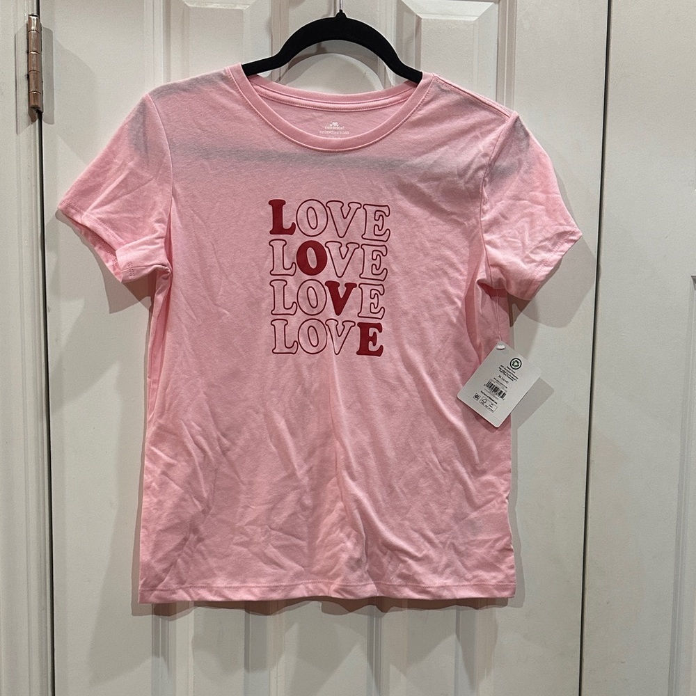 NEW girls Love Graphic Crewneck Tee - Pink size XL 16